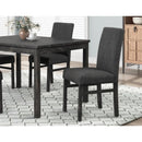 5 Piece Transitional Dining Room Set 48" Wood Dining Table with 4 Upholstered Side Chairs Charcoal Finish