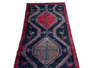 3 X 7 Handmade Wool Tribal Runner Rug Geometric Red Blue Boho Organic Dyes
