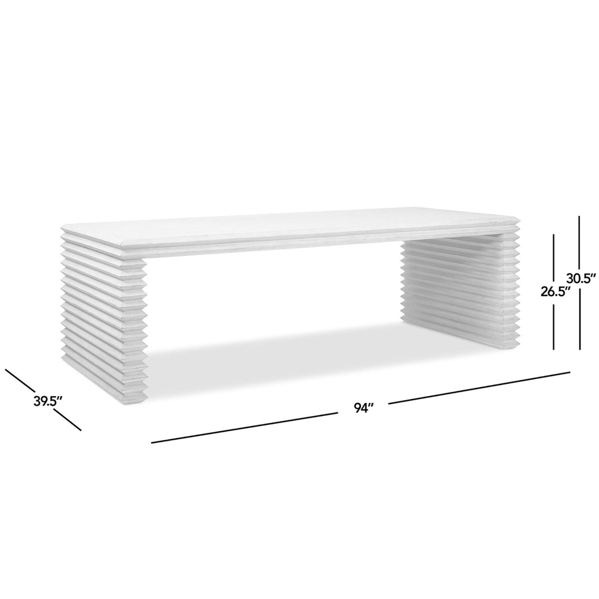 Veda - Geometric Waterfall Dining Table - White, photo 8 of 13