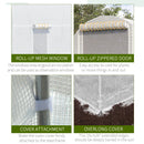 15' x 7' x 7' Walk-In Tunnel Greenhouse, Large Garden Hot House Kit with 6 Roll-up Windows & Roll Up Door, Steel Frame, White