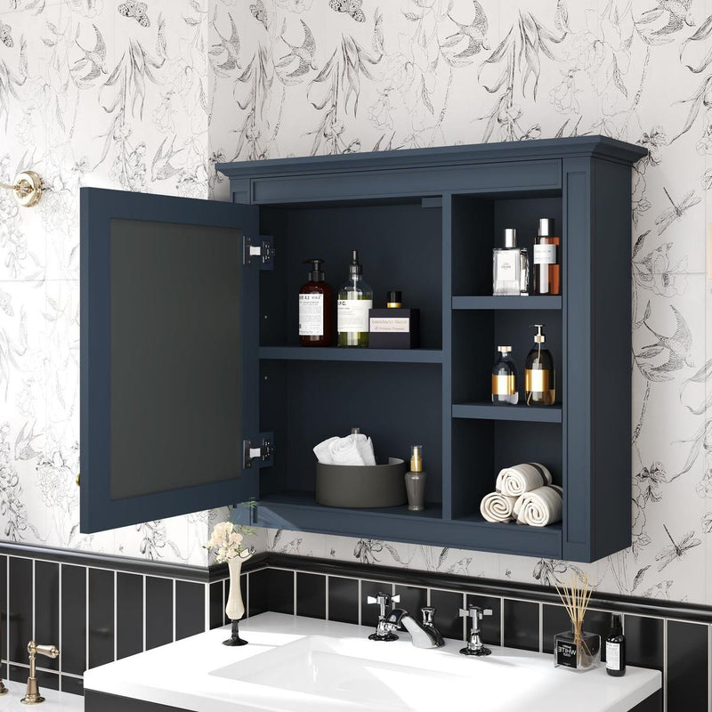 30" x 28" Medicine Cabinet, Wall Mounted Bathroom Storage Cabinet, Modern Bathroom Wall Cabinet with Mirror,Medicine Cabinet, Mirror Cabinet with 3 Open Shelves (Not Include Bathroom Vanity)