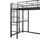 Loft Bed With Desk, Shelves, Power Outlet, LED Light And Wardrobe