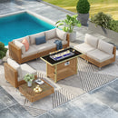 K&K 8-Piece Patio Furniture Set with Fire Pit Table by HouseOfZazla