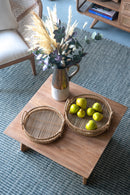 Set of 3 Round Decorative Brown Bamboo Woven Trays with Handles by HouseOfZazla