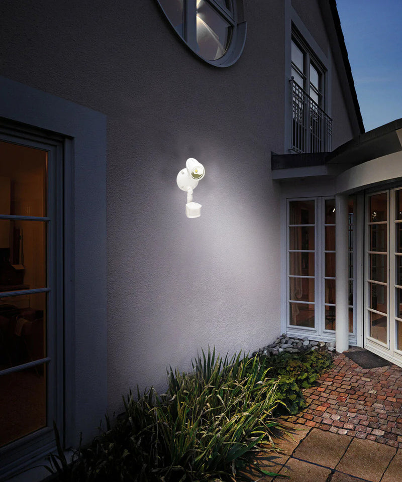 LED Outdoor Security Light 180 Degree Motion Sensor Activated, White Finish 11"H