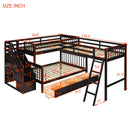 Solid L Shaped Bunk Bed With 3 Drawers, Ladder And Staircase