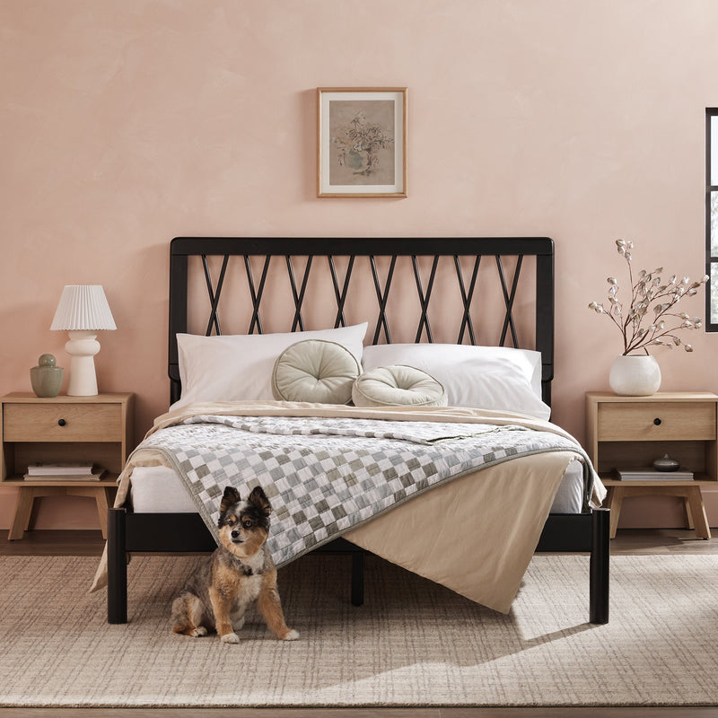 Cama X Spindle Mid-Century Modern Solid Wood Bed