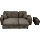 Reversible Sleeper Sectional Sofa Bed With Side Shelf And 2 Stools, Pull-Out L-Shaped Sofa Bed, Corner Sofa-Bed With Storage Chaise Left / Right Hande For Living Room by HouseOfZazla