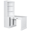 83.4"Tall Bookshelf &Writting Desk Suite,Modern Bookcase Suite with LED Lighting, Drawers,Doors,Study Desk and Open Shelves,2-Piece Set for Living Room,Home Office,Study Room,White