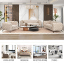 40.5" Velvet Upholstered Accent Sofa, Modern Single Sofa Chair with Button Tufted Back, Modern Single Couch for Living Room, Bedroom, or Small Space, Beige