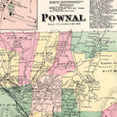 Vintage Map of Pownal Township, Bennington County, Vermont 1869