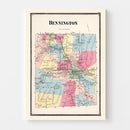 Vintage Map of Bennington Township, Bennington County, Vermont 1869