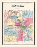 Vintage Map of Bennington Township, Bennington County, Vermont 1869
