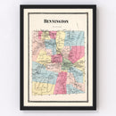 Vintage Map of Bennington Township, Bennington County, Vermont 1869