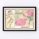 Vintage Map of Arlington Township, Bennington County, Vermont 1869