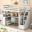 Loft Bed With Desk, Shelves, 2 Drawers, Storage Staircase by HouseOfZazla