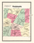 Vintage Map of Sandgate Township, Bennington County, Vermont 1869