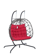 2 Person Outdoor Rattan Hanging Chair Patio Wicker Egg Chair