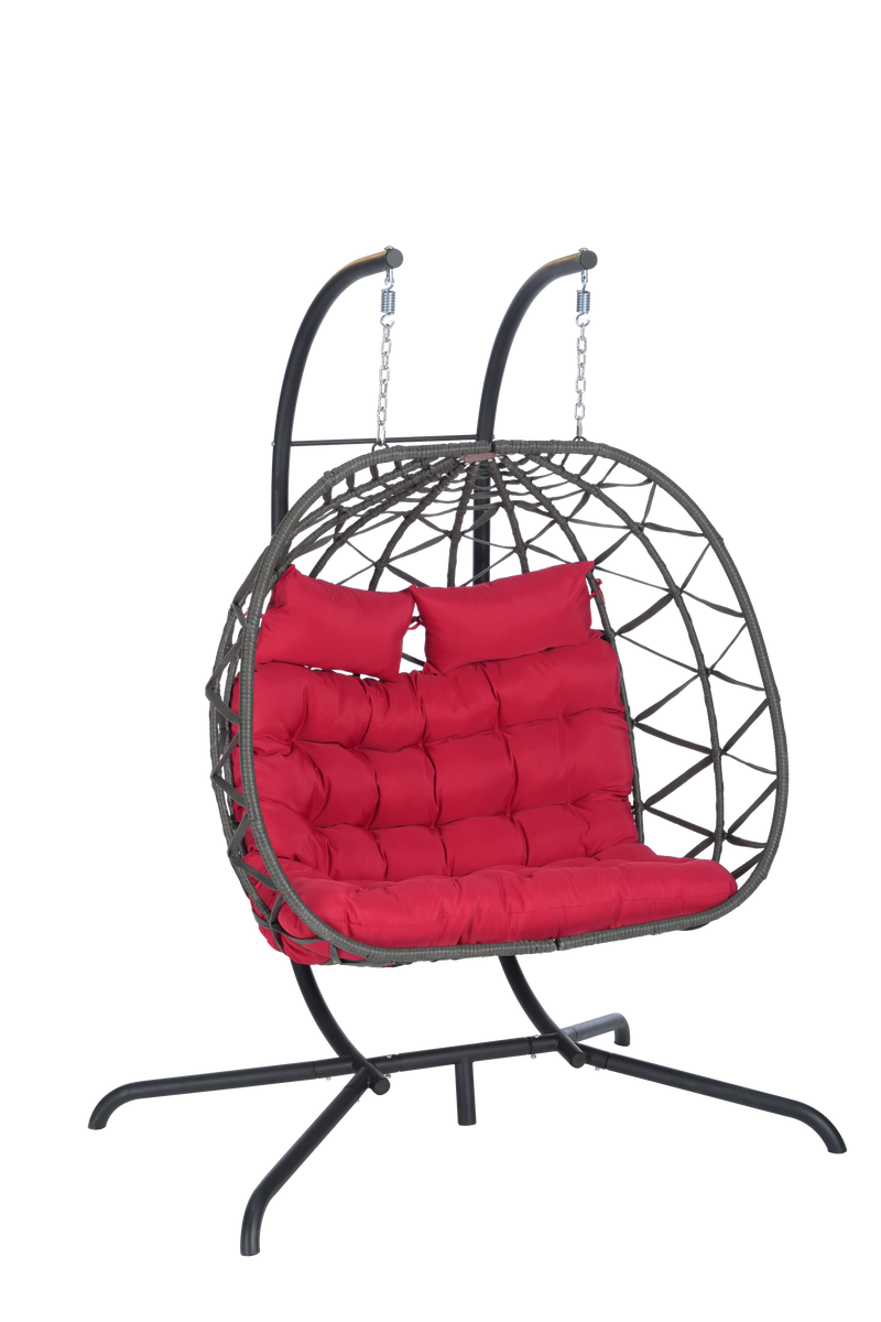 2 Person Outdoor Rattan Hanging Chair Patio Wicker Egg Chair