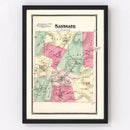 Vintage Map of Sandgate Township, Bennington County, Vermont 1869