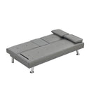 Sofa Bed With Armrest Two Holders Wood Frame, Stainless Leg Futon - Gray by HouseOfZazla