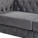 82" Mid Century Modern Sofa with Rubber Wood Legs, Velvet Upholstered Sofa Couch, Sofa with Thick Removable Seat Cushion, 3 Seater Sofa Couch for Living Room, Gray
