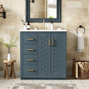 Ceramic Sink Combo, Freestanding Vanity Set With 3 Drawers & Soft Closing Doors by Unique Piece Furniture