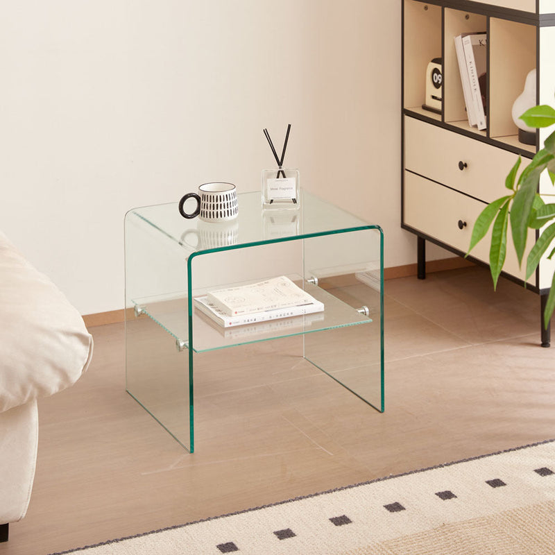 Clear Glass Side & End Table, Tempered Glass End Table Small Table