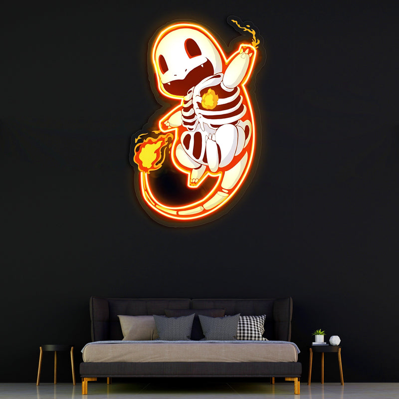 Charmander Plexiglass Neon Art, Pokemon Neon Sign, Neon Light Sign, Neon Wall Art, Neon Sign, Neon Light Sign, Neon Gifts, Gamer Gifts