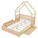 House Style Platform Bed With Guardrail And 2 Drawers by HouseOfZazla