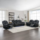 3 Pieces Recliner Sofa Sets Home Theater Seating Manual Recliner Chair With Center Console And LED Light Strip For Living Room by HouseOfZazla