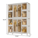 Portable Wardrobe Closet Storage Organizer For Clothes With Magnetic Doors, 12 Cubes & 2 Hanging Rods - White by HouseOfZazla