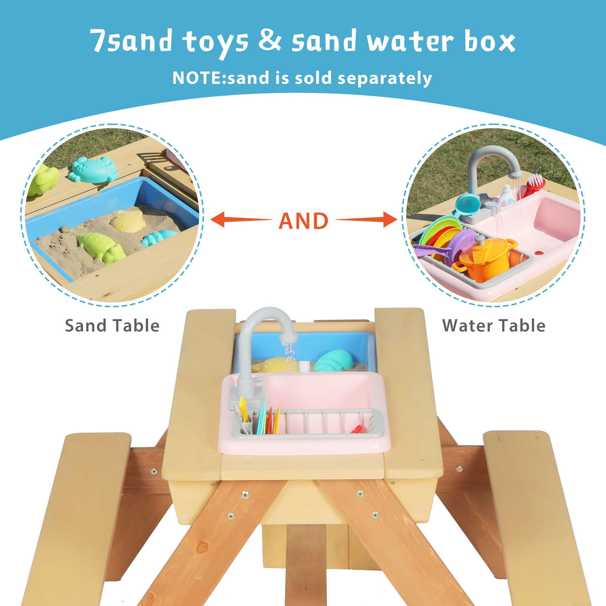 Kids Picnic Table With Sand and Water Table Conversion, photo 20 of 31