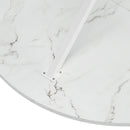 47.24" Modern Cross Leg Round Dining Table, White Marble Top Occasional Table, Two Piece Removable Top, Matte Finish Iron Legs