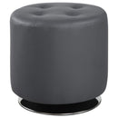 Round Ottoman With Tufted Upholstery Base - Gray by HouseOfZazla