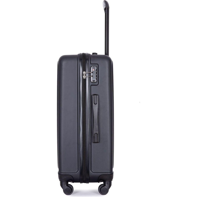 3 Piece Luggage Sets ABS Lightweight Suitcase with Two Hooks, Spinner Wheels, TSA Lock, (20/24/28) Black