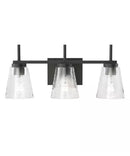 Renslow 21"W 3-Light Bath Vanity Light Fixture by Kichler Black Finish with Hammered Glass Shades
