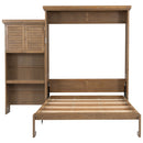 Queen Size Murphy Bed With Louvered Design And Multiple Storage Shelves - Wood by HouseOfZazla