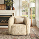 Colt - Fur Swivel Upholstered Barrel Accent Arm Chair - Cream Beige by HouseOfZazla