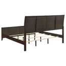 Eastern King Panel Bed With Upholstered Headboard And Footboard - Cappuccino