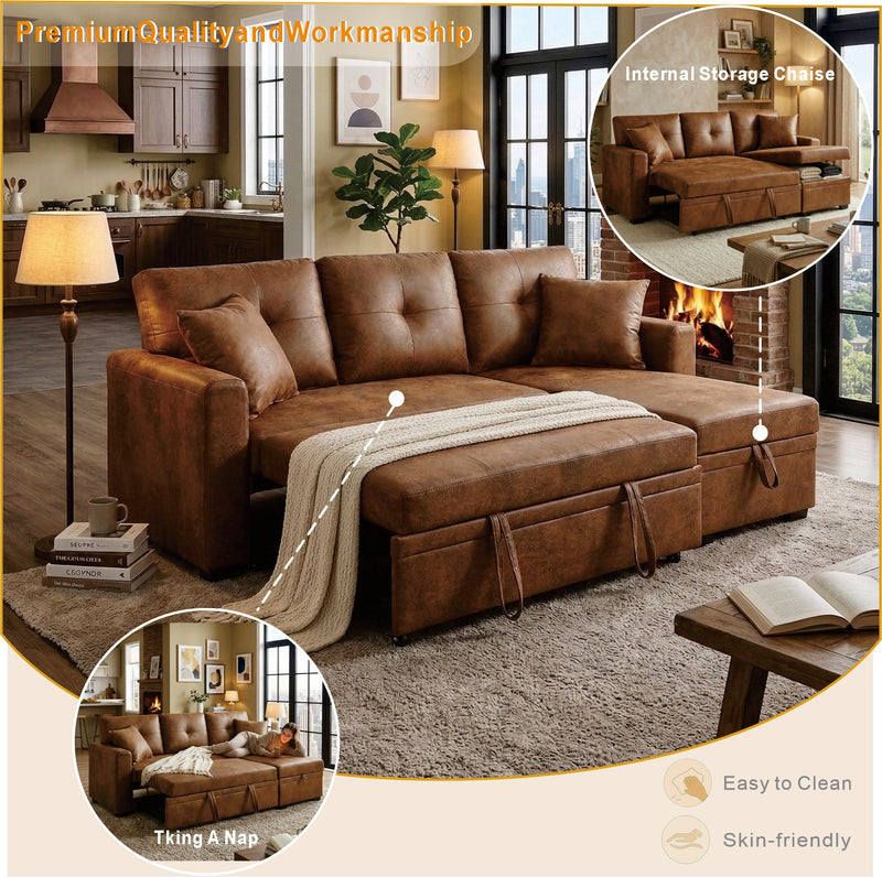 Reversible Chaise Sleeper Sofa with Pull-Out Bed, photo 5 of 8