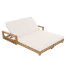 Double Acacia Wood Chaise Lounge Set