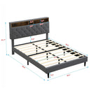 Modern Upholstered Platform Bed Frame With Button Tufted Headboard And USB Ports by Unique Piece Furniture