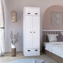 Dresser Closet With Upper Storage Covered With 1 Door, 2 Central Shelves, 1 Tube For Hanging Clothes Covered By 2 Doors, 1 Drawer At The Bottom - White by HouseOfZazla