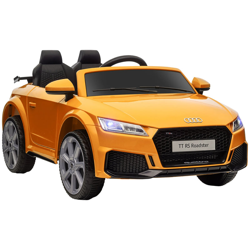 6V Kids Electric Ride On Car, Licensed Audi TT RS with Suspension System and Remote Control, Horn, 5 Songs, Lights, MP3 Player - Yellow