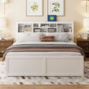Platform Bed With Multi Storage Headboard, USB And Drawers by HouseOfZazla
