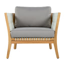 30.3" Outdoor Acacia Wood Patio Chair with Woven Rope Accents by HouseOfZazla
