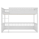 Queen over Queen Bunk Bed with Ladder and Guardrails, White