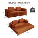 Convertible Sleeper Sofa Bed With Cylindrical Pillow, Fixed Shape Frame by Unique Piece Furniture