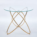 Metal Leg Dining Table With Tempered Glass Top